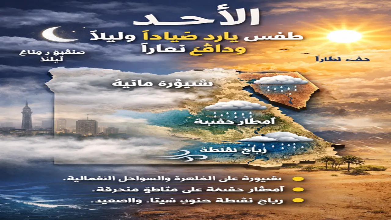 طقس مائل للبرودة في مصر مع شبورة مائية وفرص سقوط أمطار خفيفة